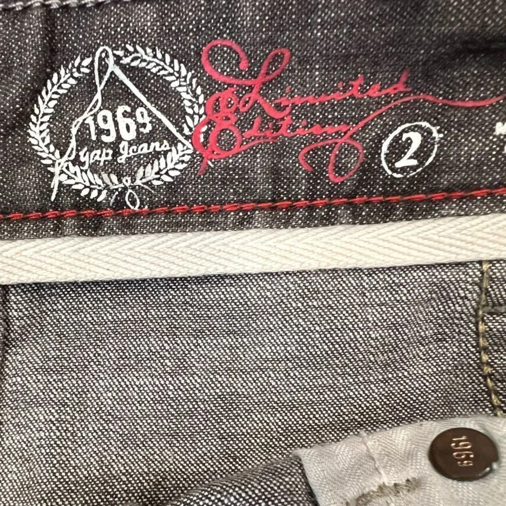 GAP 1969 Limited Edition Straight Denim Skirt Botton Front Black Wash Size 2